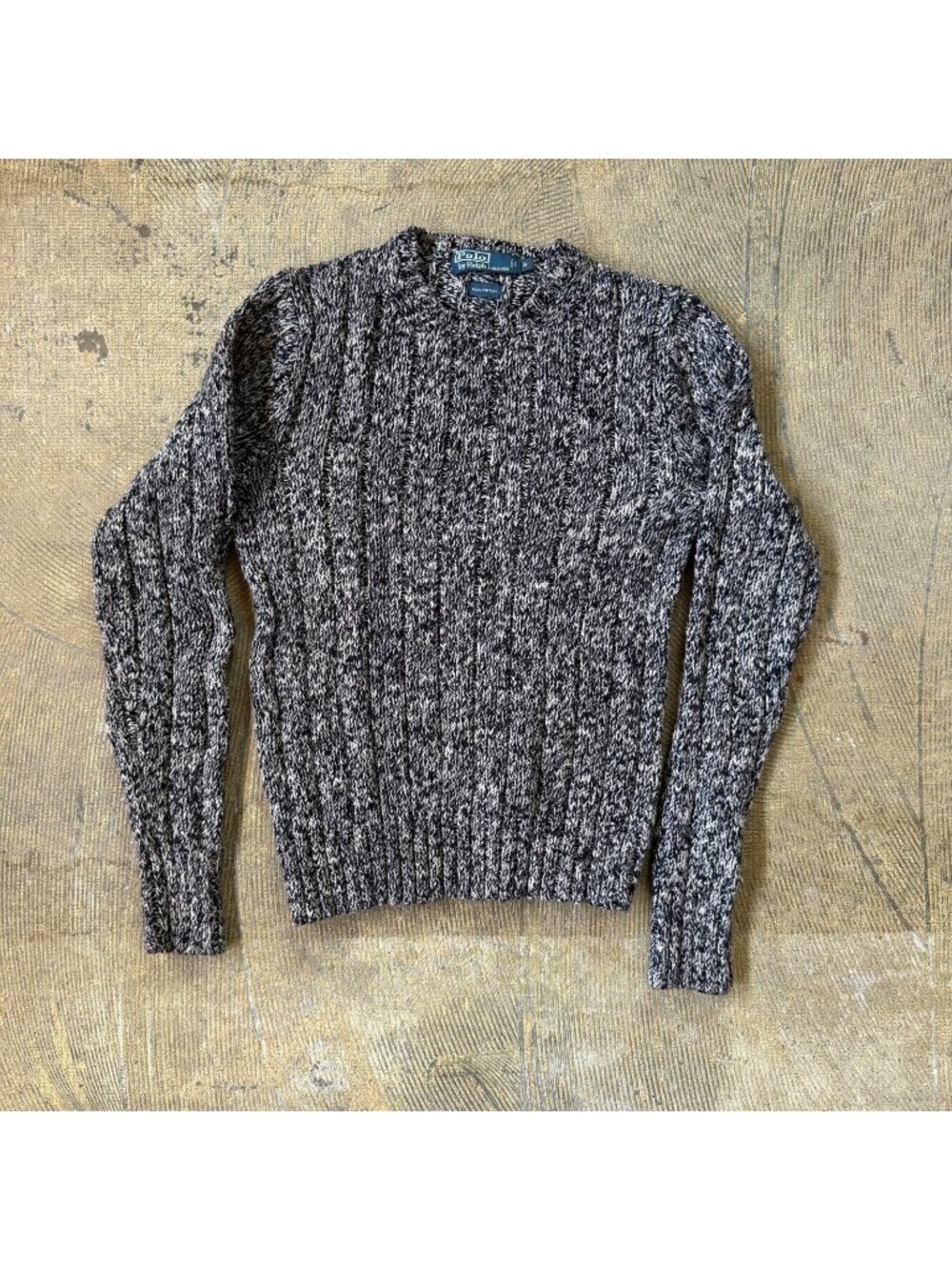 Vintage 90's Polo Ralph Lauren Salt & Pepper Knit Cotton Sweater Small